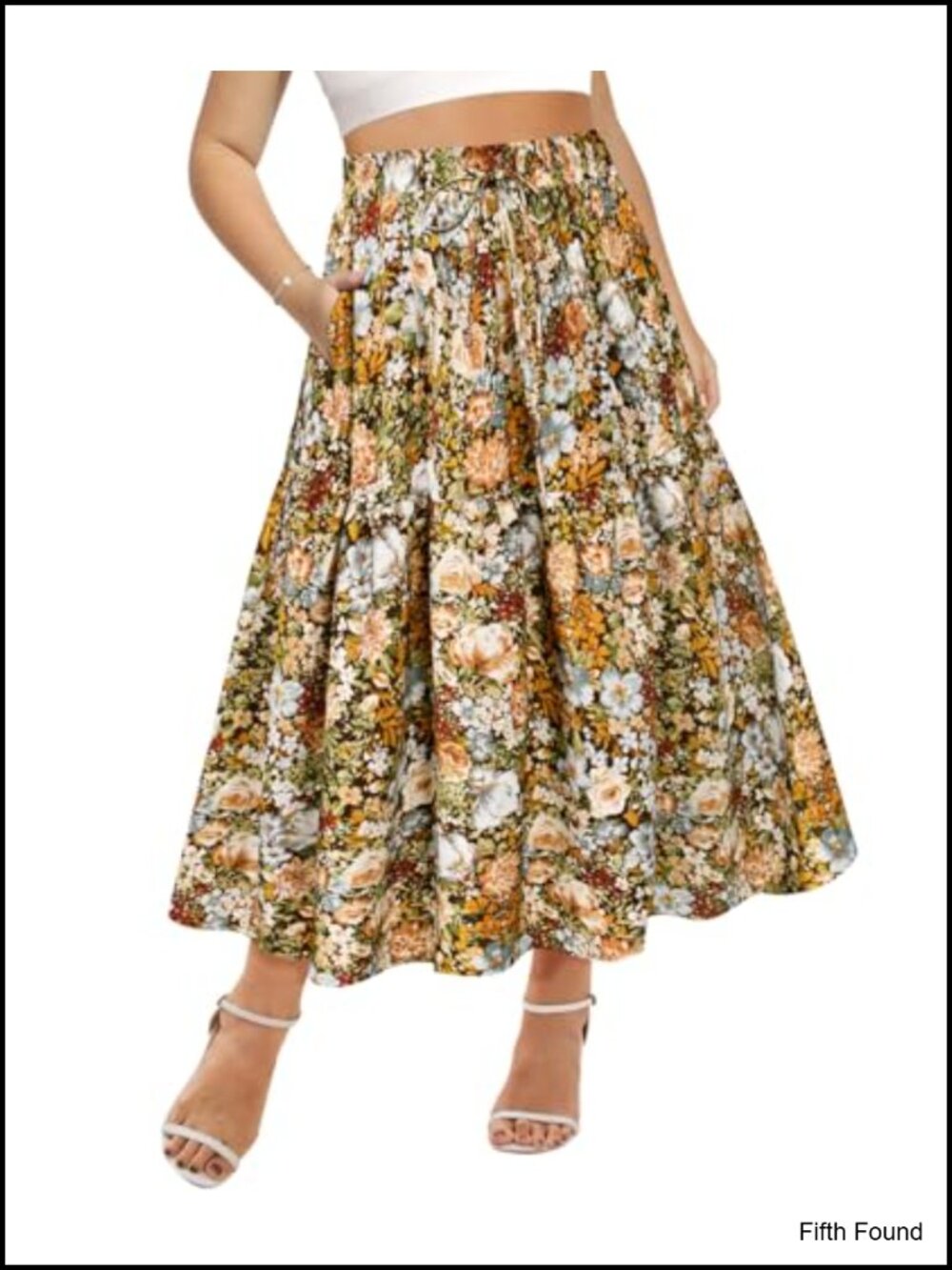Plus Size Boho Maxi Skirt A-Line Tiered Elastic Waist with Pockets